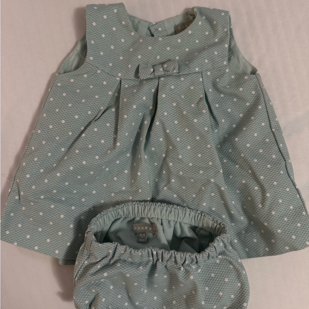 Charming Mint Polka Dot Dress Set for Kids Coconut spanish clothes